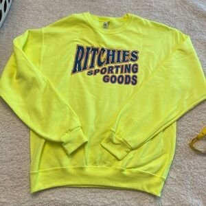 NWOT Richie’s Sporting Goods Neon Yellow Crew